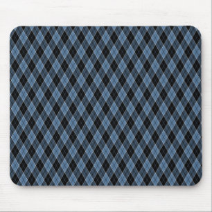 Tapis De Souris Argyle bleu noir blanc rayures motif diamant