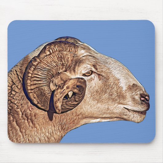Tapis De Souris Aries Ram Sheep Face Art animal de ferme (Devant)