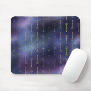 Tapis De Souris Arme trident doré brillant Mer Océan Dieu Bleu