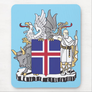 Tapis De Souris Armoiries de l'Islande Gardiens mythiques Art