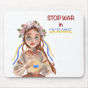 Tapis De Souris arrêter la guerre en Ukraine Girl