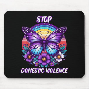 Tapis De Souris Arrêtez la violence domestique féminine Violet Rét