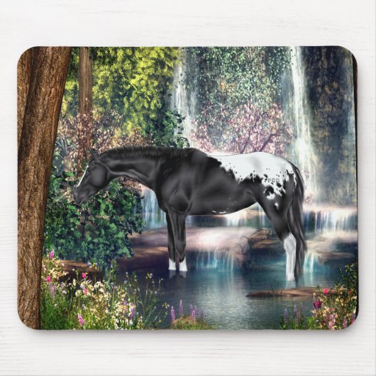 Tapis De Souris Arrière - plan de chute d'eau Black Appaloosa Hors (Devant)