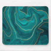 Tapis De Souris Arrière - plan en marbre liquide turquoise avec or (Devant)