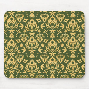 Tapis De Souris Arrière - plan floral en bois de motif de damass
