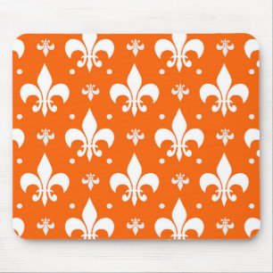 Tapis De Souris Arrière - plan orange Fleur-de-lis Motif Design