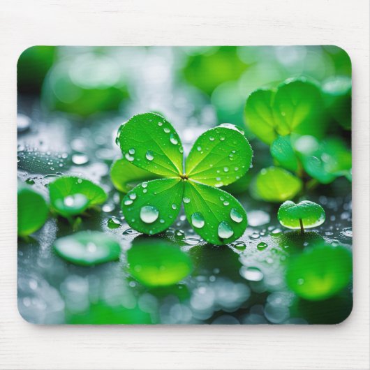 Tapis De Souris Arrosage Sur Des Clovers À Quatre Feuilles (Devant)