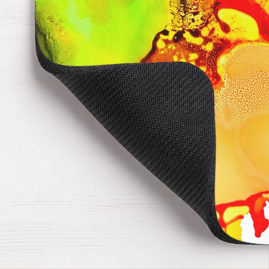 Tapis De Souris art Abstrait alcool encre jaune vert (Coin)