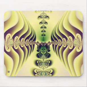Tapis De Souris Art abstrait de symétrie fractale vert citron