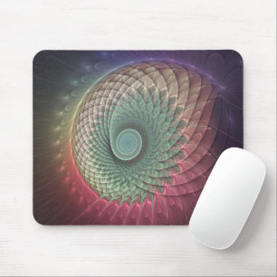 Tapis De Souris Art abstrait d'escargot moderne coloré fractal