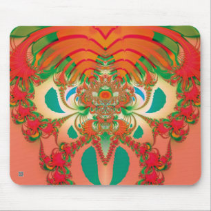 Tapis De Souris Art abstrait Hibou Rouge