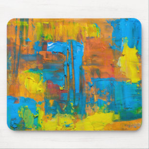 Tapis De Souris Art Abstrait Multicolore Orange Abstrait Acrylique