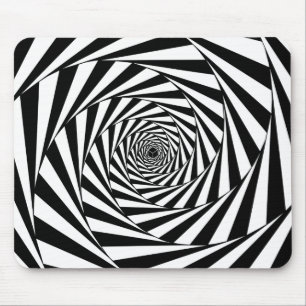 Tapis De Souris Art abstrait spirales noir et blanc