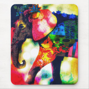 Tapis De Souris Art contemporain africain de la pop éléphante