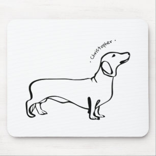 Tapis De Souris Art Dachshund Minimaliste - Votre texte, votre sty