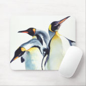 Tapis De Souris Art d'aquarelle de faune "de trio de pingouin" (Avec souris)