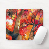 Tapis De Souris Art d'arbre de érable japonais à l'aquarelle (Avec souris)