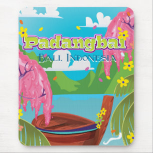 Tapis De Souris art de affiche de voyage en dessin animé de Padang