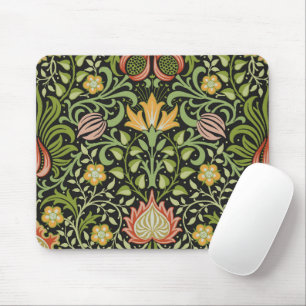 Tapis De Souris Art de carreaux floraux persans noirs de William M
