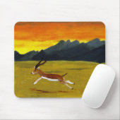 Tapis De Souris Art de faune de gazelle de coucher du soleil (Avec souris)