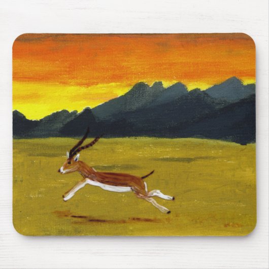 Tapis De Souris Art de faune de gazelle de coucher du soleil (Devant)