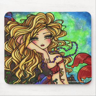 Tapis De Souris Art de fée d'imaginaire de poissons de sirène de