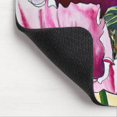 Tapis De Souris Art de fleur de pavot rose aquarelle (Coin)