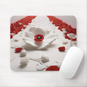 Tapis De Souris Art de fleur en papier 3D, design audacieux rouge 