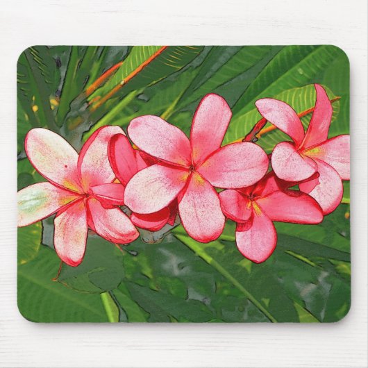 Tapis De Souris Art de Frangipanier Tropical Rose (Devant)