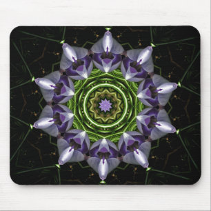 Tapis De Souris Art de kaléidoscope de mandala floral pourpre