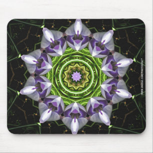 Tapis De Souris Art de kaléidoscope de mandala floral pourpre