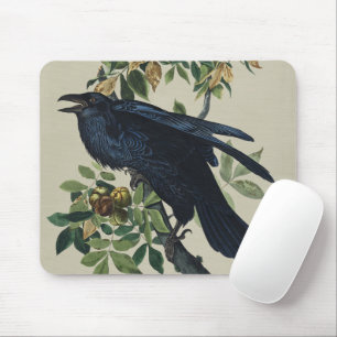 Tapis De Souris Art de la nature de l'oiseau corbeau Audubon vinta