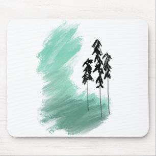 Tapis De Souris art de l'arbre vert scandinave simple moderne ment