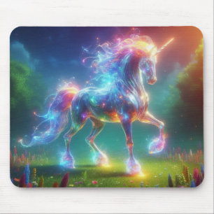 Tapis De Souris Art de licorne néon – Arc-en-ciel de cheval de fan