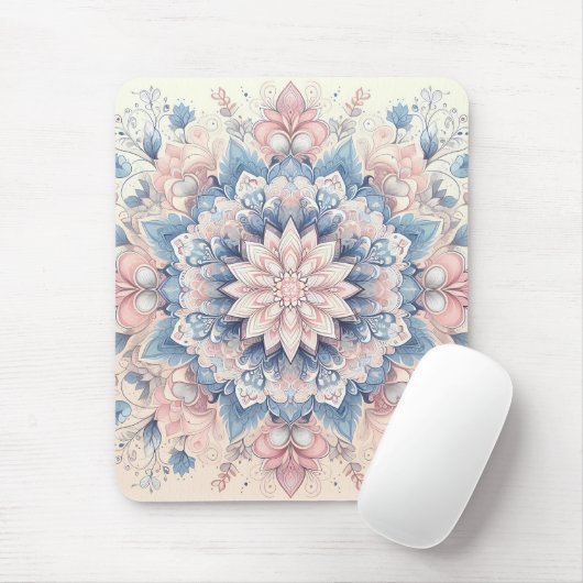 Tapis De Souris Art de mandala arabesque pastel (Avec souris)
