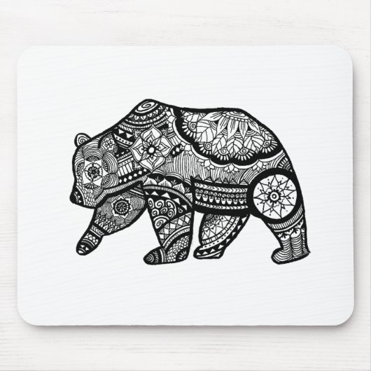 Tapis De Souris Art de mandala d'ours (Devant)
