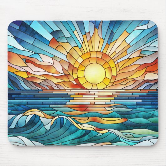 Tapis De Souris Art de mosaïque Ocean Sunset (Devant)