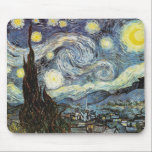 Tapis De Souris Art de nuit Van Gogh Starry<br><div class="desc">Starry Night,  le tableau le plus célèbre du maître postimpressionniste néerlandais Vincent van Gogh. Un cyprès solitaire,  un village endormi et un ciel qui tourbillonne d'étoiles. Paysage rétro vintage nature coloré mignon art post-impressionnisme fin art.</div>