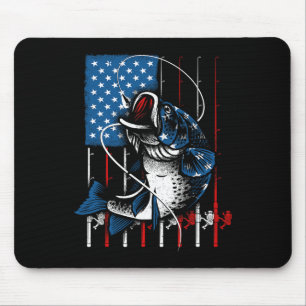 Tapis De Souris Art de pêche pour hommes femmes drapeau américain