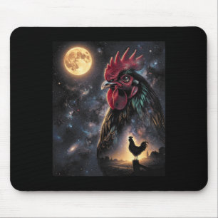 Tapis De Souris Art de poulet Lune céleste Galaxie Ferme de volail