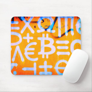 Tapis De Souris Art de rue Bitcoin (Peinture orange n°1)
