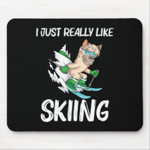 Tapis De Souris Art de ski drôle pour hommes femmes skieur de ski
