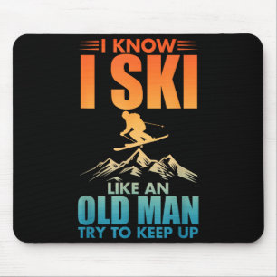 Tapis De Souris Art de ski pour papy hommes skiant skieur nordique
