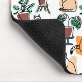 Tapis De Souris Art de trait dessin chats et fleurs (Coin)