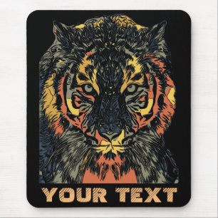 Tapis De Souris Art de visage de tigre cool Ajoutez votre propre t