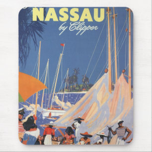Tapis De Souris Art de voyage vintage aux Bahamas, Fly Nassau par 