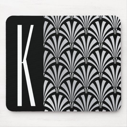 Tapis De Souris Art déco argenté et noir (Devant)