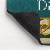 Tapis De Souris Art Deco Green and Gold Stripes Personalized (Coin)