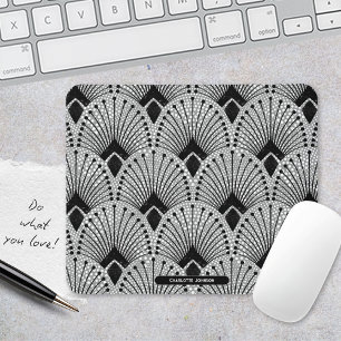 Tapis De Souris Art Déco Grey Gatsby Style Elegant Motif Peacock