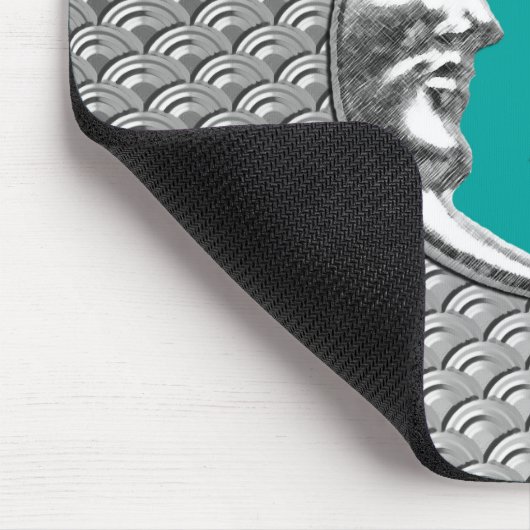 Tapis De Souris Art Déco Lune et étoiles - Turquoise & Silver (Coin)